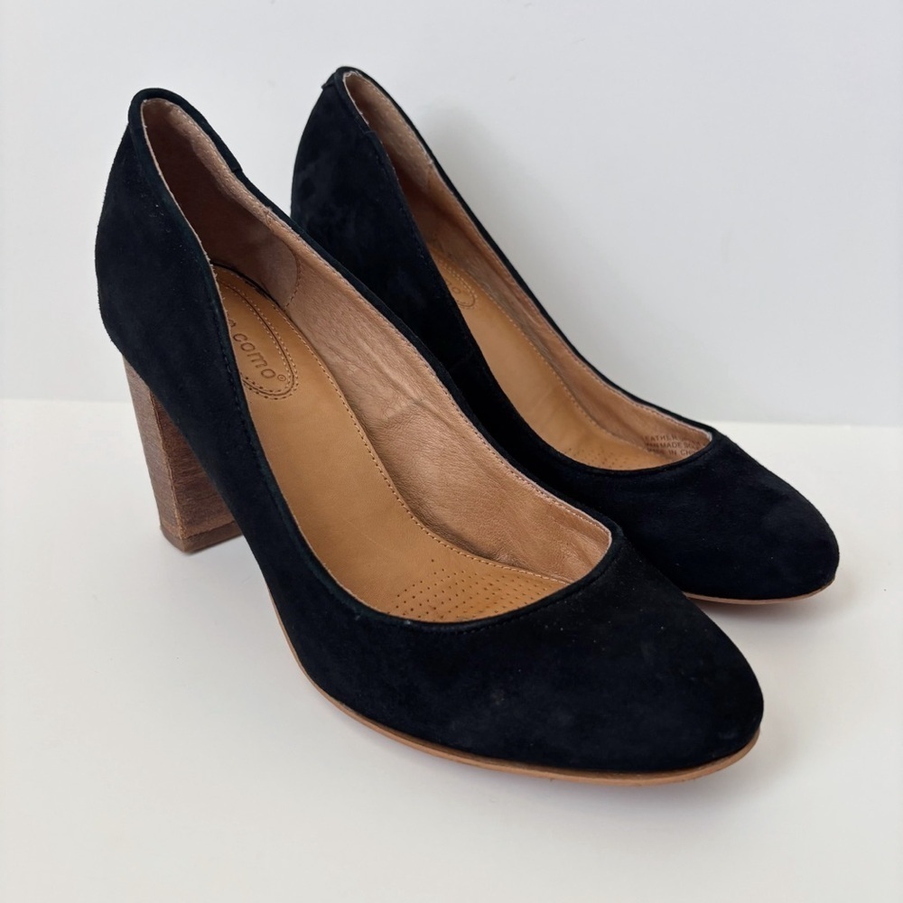 Corso Como Anya Black Suede Pumps Heels Sz 7.5 Classic Minimalist
